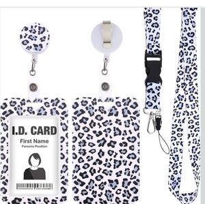 Lanyard ID Retractable Badge Holder Leopard Print